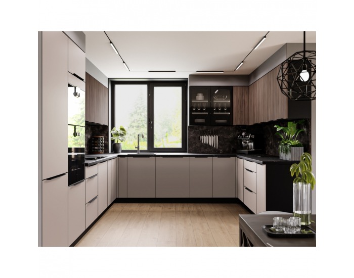 Horná kuchynská skrinka Menzo 50 GU-36 1F - čierna / orech