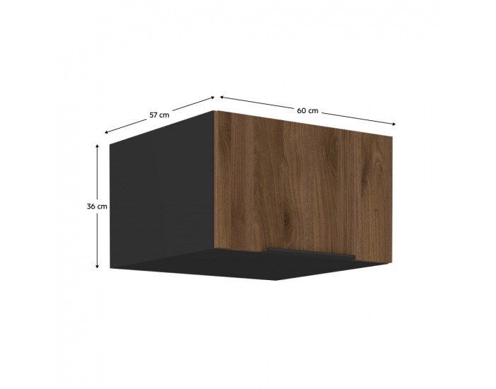 Horná kuchynská skrinka Menzo 60 NAGU-36 1F - čierna / orech