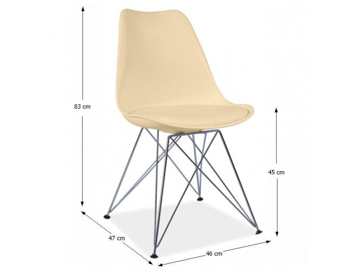 Jedálenská stolička Metal - cappuccino-vanilková / chróm