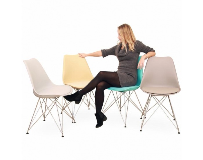 Jedálenská stolička Metal - cappuccino-vanilková / chróm