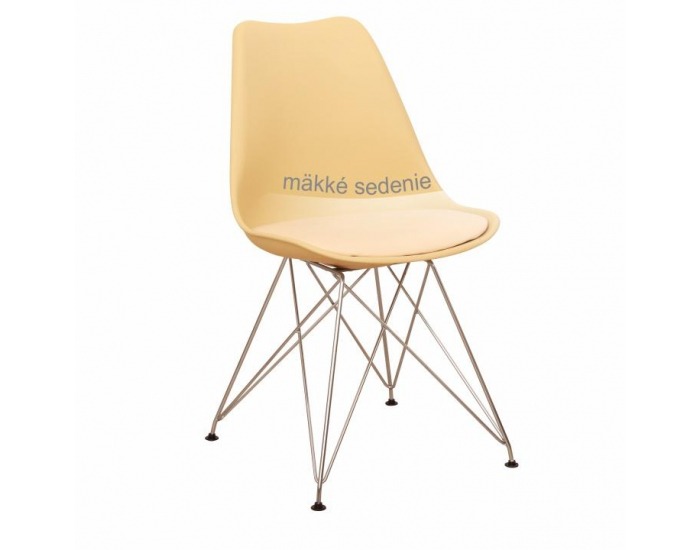 Jedálenská stolička Metal - cappuccino-vanilková / chróm
