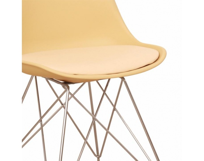 Jedálenská stolička Metal - cappuccino-vanilková / chróm