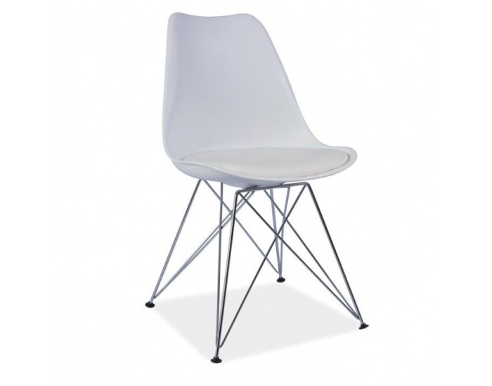 Jedálenská stolička Metal New - biela / chróm