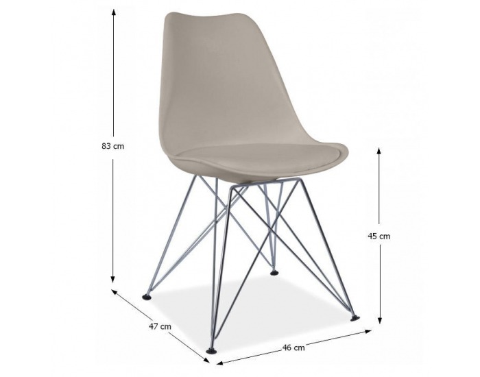 Jedálenská stolička Metal New - teplá sivá / chróm