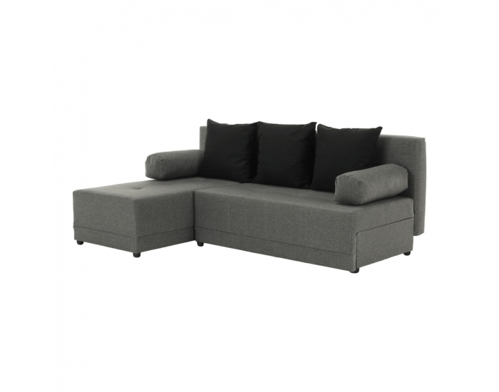 Rohová sedačka s rozkladom a úložným priestorom Mexx L - sivá / čierna