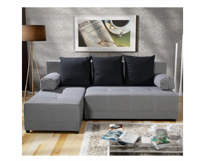 Rohová sedačka s rozkladom a úložným priestorom Mexx L - sivá / čierna