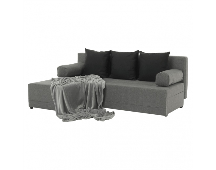 Rohová sedačka s rozkladom a úložným priestorom Mexx L - sivá / čierna