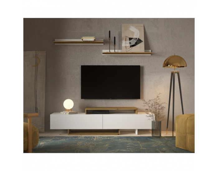 Obývacia stena Milona - biela / dub artisan
