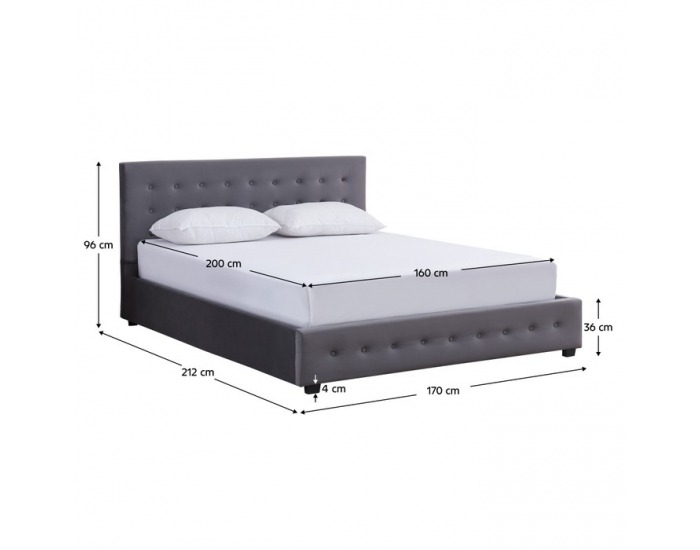 Čalúnená manželská posteľ s úložným priestorom Mindy 160 - sivá