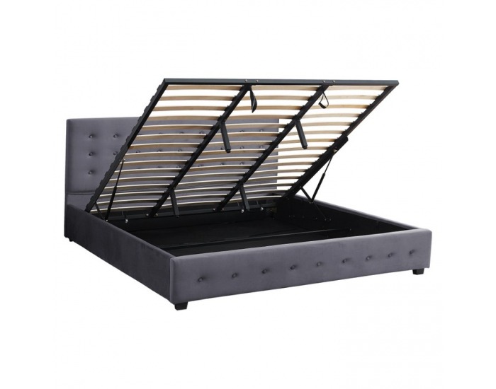 Čalúnená manželská posteľ s úložným priestorom Mindy 160 - sivá