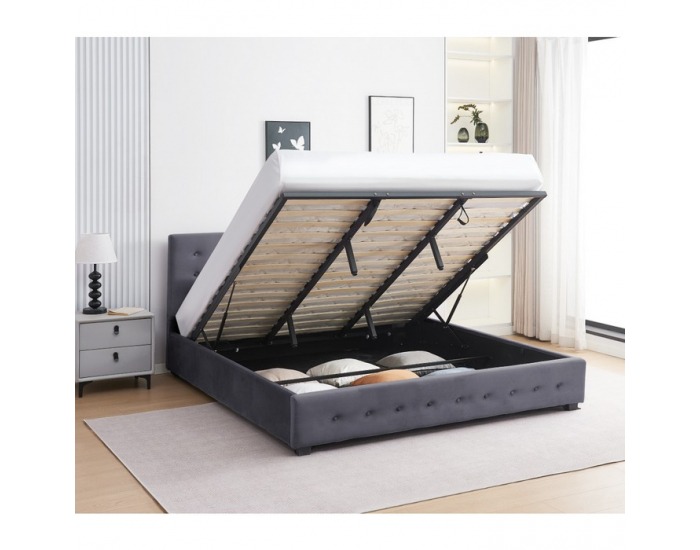 Čalúnená manželská posteľ s úložným priestorom Mindy 180 - sivá