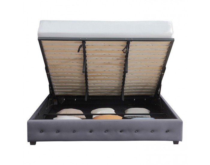 Čalúnená manželská posteľ s úložným priestorom Mindy 180 - sivá