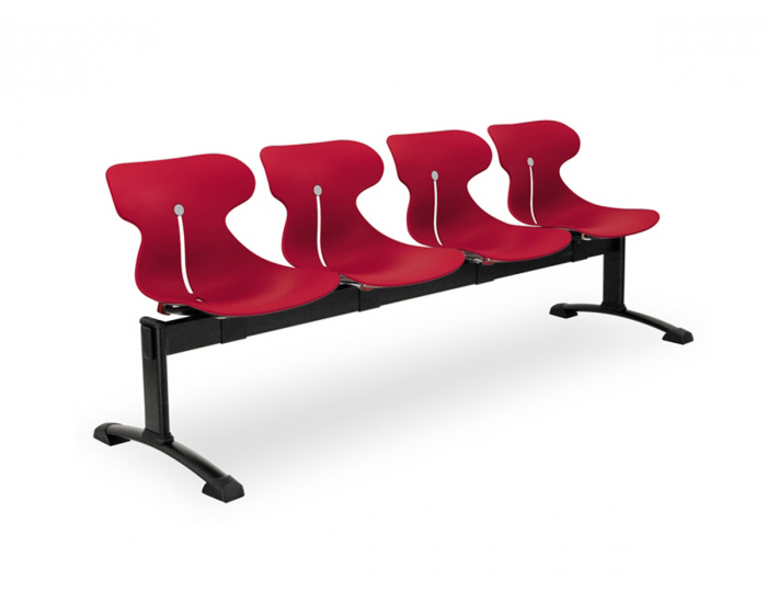 Plastová lavica (4-miestna) do čakární Mineta 4 - červená / čierna