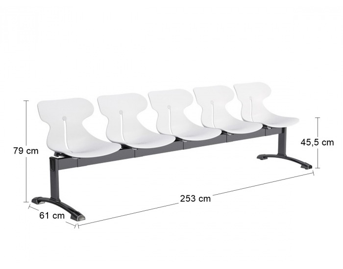 Plastová lavica (5-miestna) do čakární Mineta 5 - biela / čierna