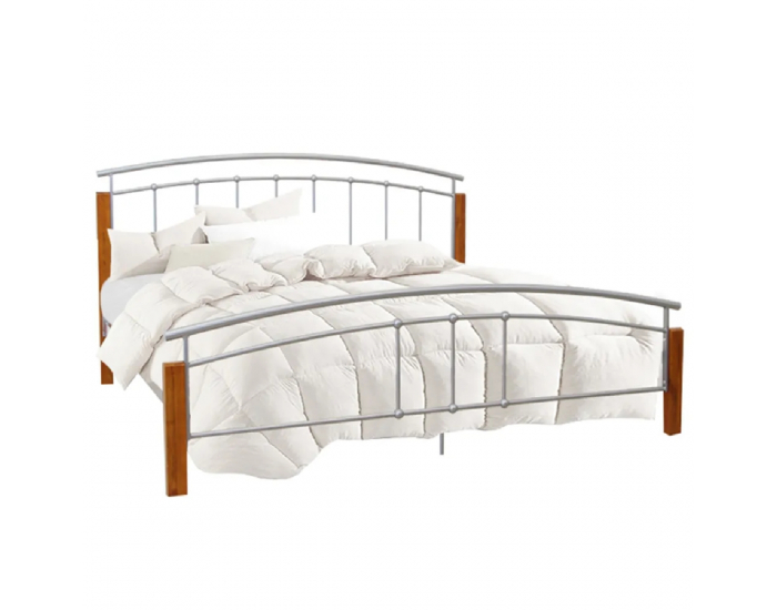 Kovová manželská posteľ s roštom Mirela 140 - jelša / strieborná