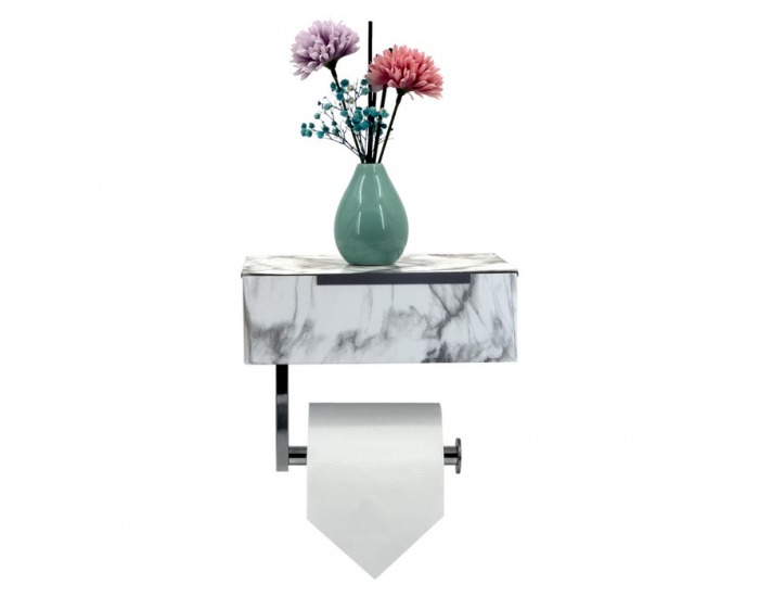 Držiak na toaletný papier Misia - biely mramor