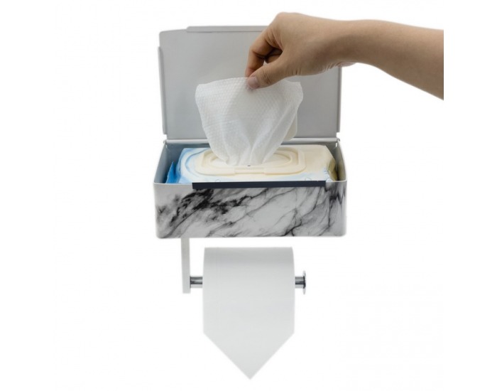 Držiak na toaletný papier Misia - biely mramor