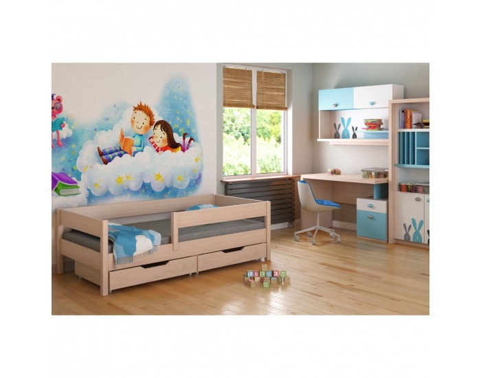 Detská posteľ so zábranou Mix 70x140 cm - dub bielený