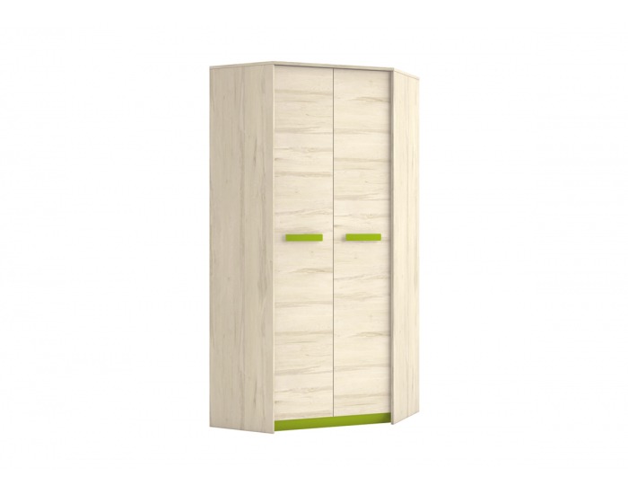 Rohová šatníková skriňa Best 1 - dub divoký / biela linea / sivá