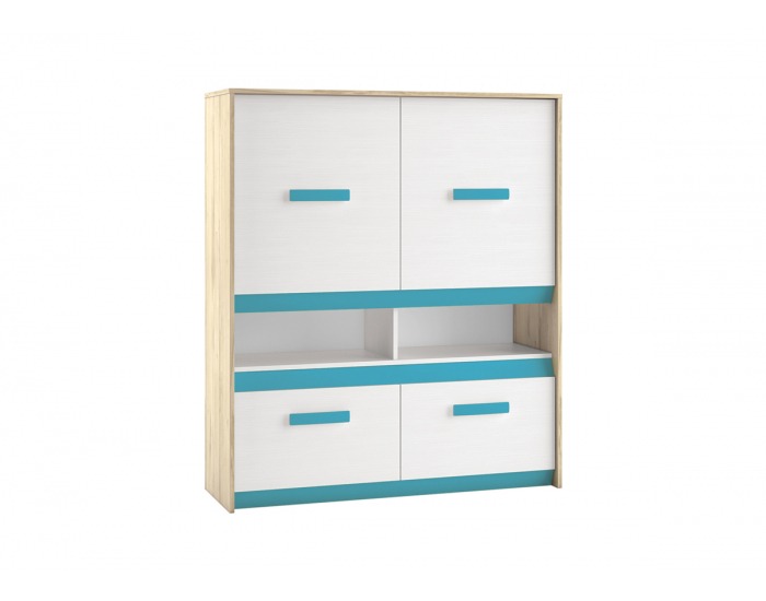 Komoda Best 7 - dub divoký / biela linea / sivá