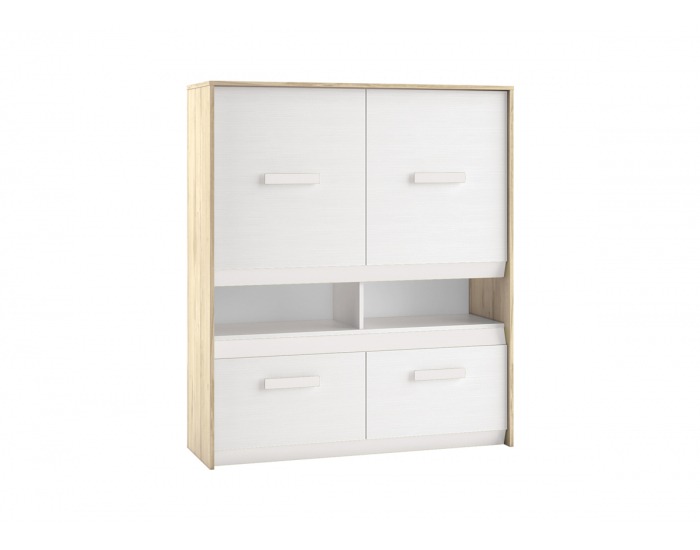 Komoda Best 7 - dub divoký / biela linea / sivá