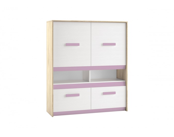 Komoda Best 7 - dub divoký / biela linea / sivá