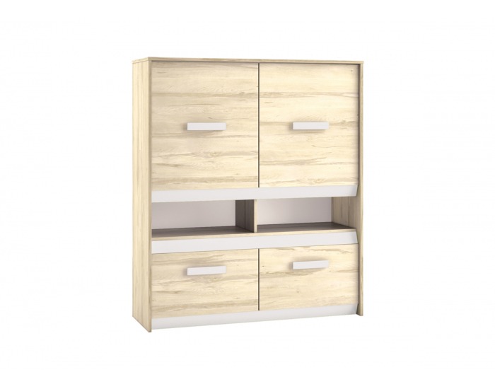 Komoda Best 7 - dub divoký / biela linea / sivá