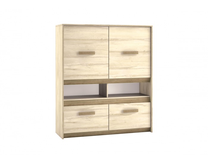 Komoda Best 7 - dub divoký / biela linea / sivá