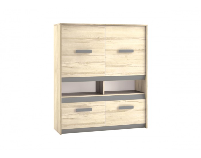 Komoda Best 7 - dub divoký / biela linea / sivá