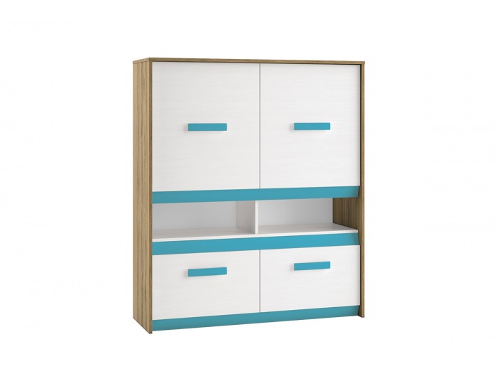 Komoda Best 7 - dub divoký / biela linea / sivá