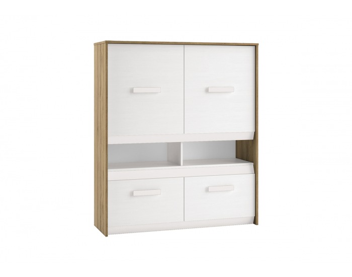 Komoda Best 7 - dub divoký / biela linea / sivá
