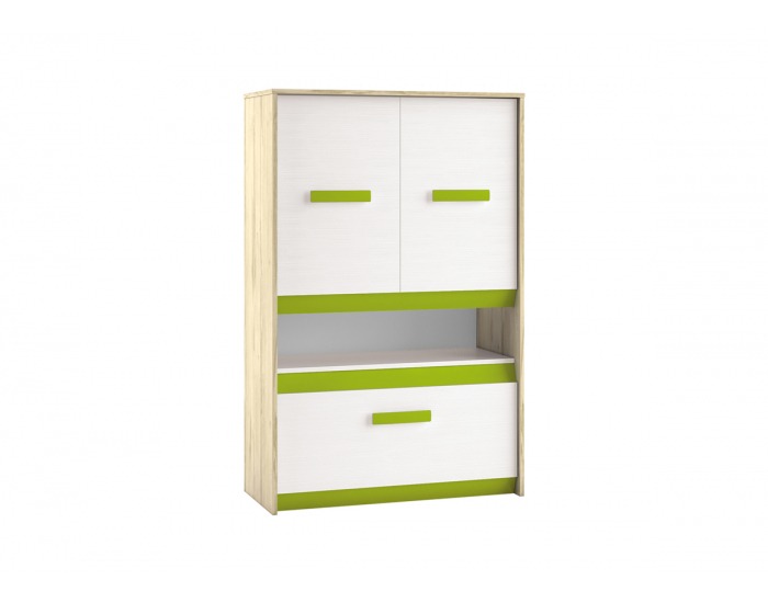 Komoda Best 8 - dub divoký / biela linea / sivá