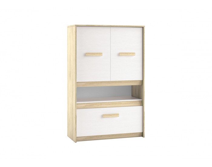 Komoda Best 8 - dub divoký / biela linea / sivá