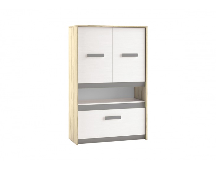 Komoda Best 8 - dub divoký / biela linea / sivá