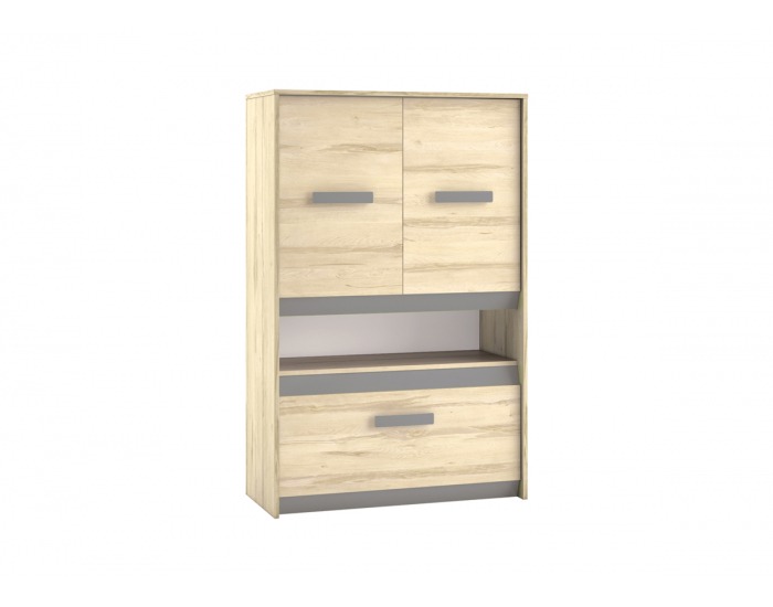 Komoda Best 8 - dub divoký / biela linea / sivá