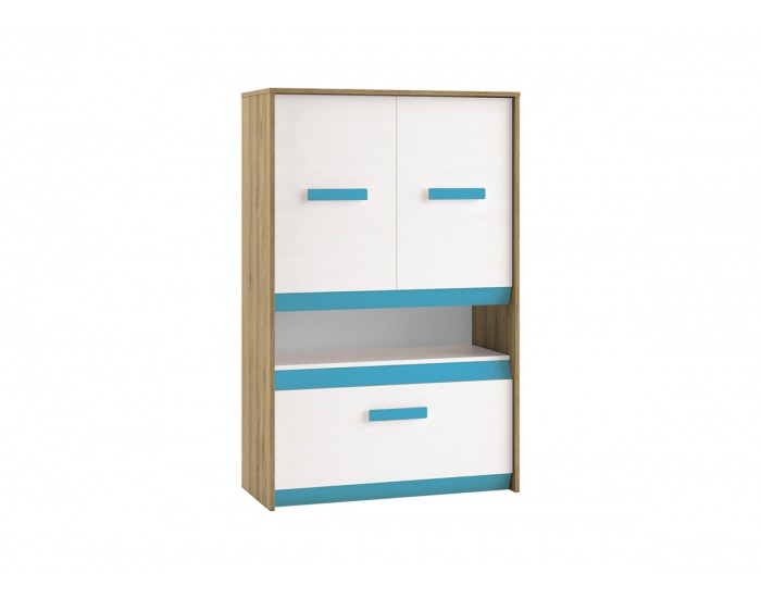 Komoda Best 8 - dub divoký / biela linea / sivá