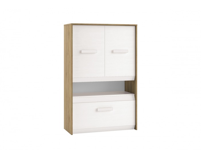 Komoda Best 8 - dub divoký / biela linea / sivá
