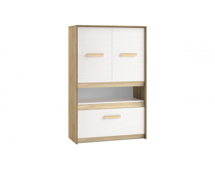 Komoda Best 8 - dub divoký / biela linea / sivá