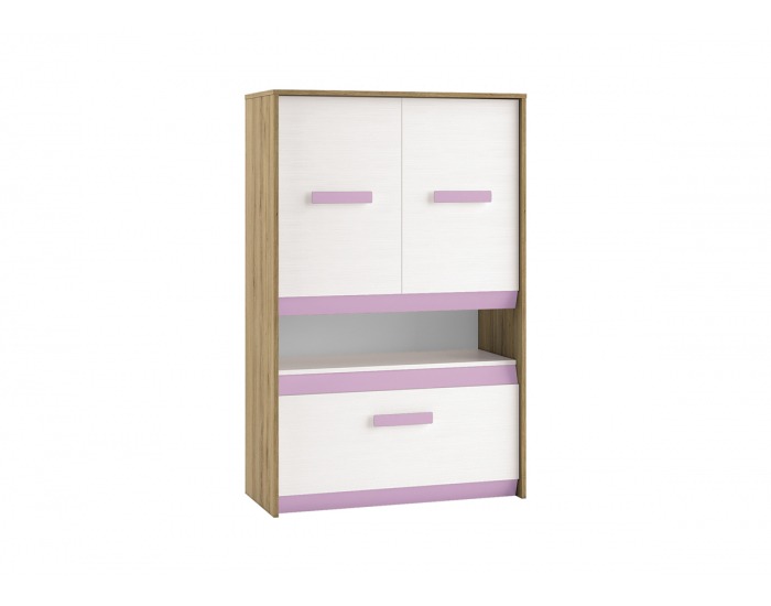 Komoda Best 8 - dub divoký / biela linea / sivá