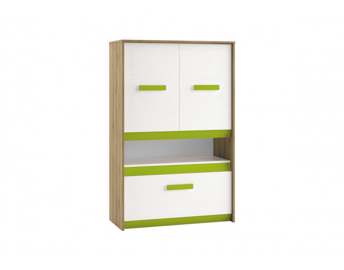 Komoda Best 8 - dub divoký / biela linea / sivá