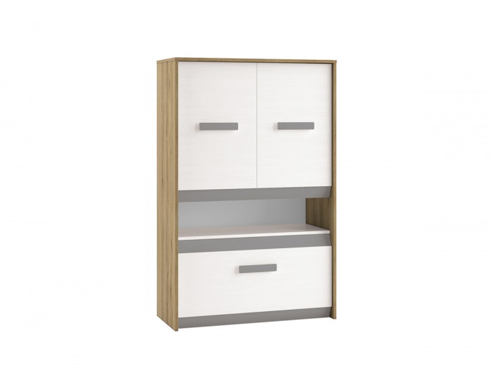 Komoda Best 8 - dub divoký / biela linea / sivá