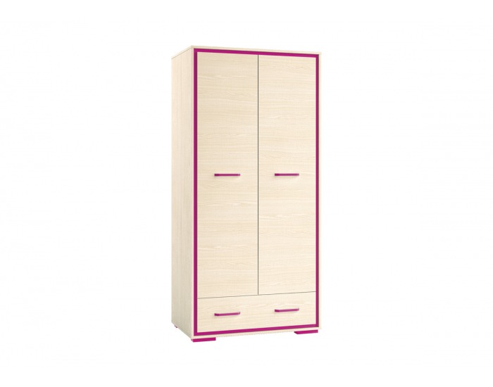 Šatníková skriňa Bonti 3 2D - jaseň eko / ružová