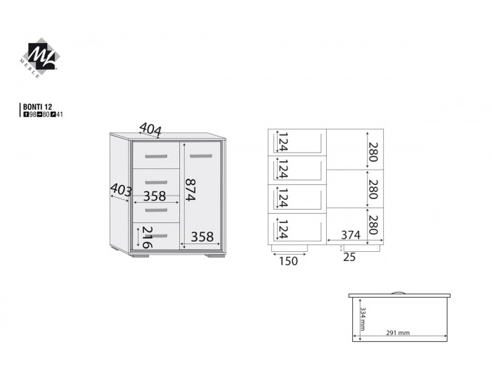 Komoda Bonti 12 - jaseň eko / tyrkysová
