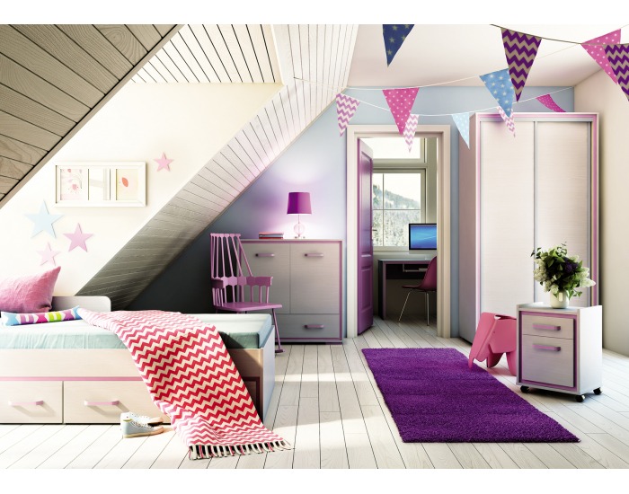 Detská izba Bonti - jaseň eko / ružová