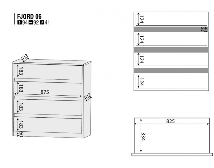Komoda Fjord F 6 - dub San Remo / biela linea