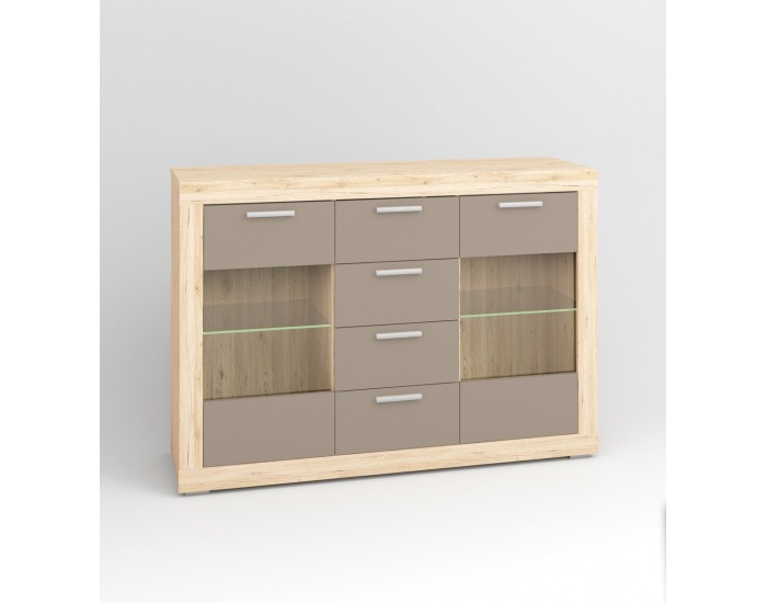 Vitrína Modern 10 - dub San Remo / grafit
