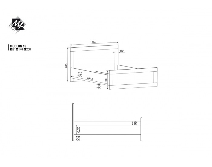 Posteľový rám Modern 15 140 - dub San Remo