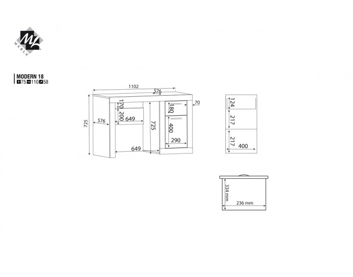 PC stolík Modern 18 - dub San Remo