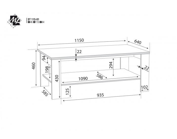 Konferenčný stolík Modern ST 115-01 - dub San Remo