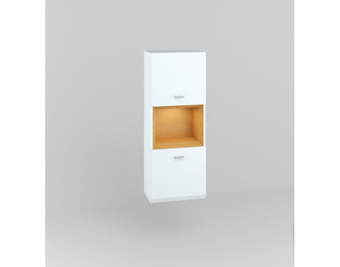 Skrinka na stenu Nati 9 - biely lesk / dub svetlý / biela